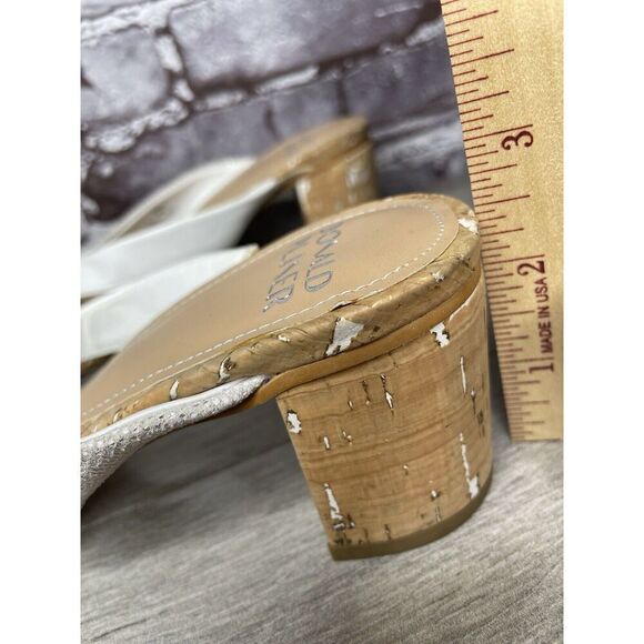 Donald Pliner OONA White Leather Open Toe Cork Heel Sandals Women Sz 8M US/39EU - Picture 13 of 16